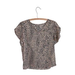 Women’s Leopard Print Spotted Blouse, Non-Stretchy Polyester